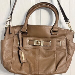 Tignanello Brown Leather Satchel with Gold Accents